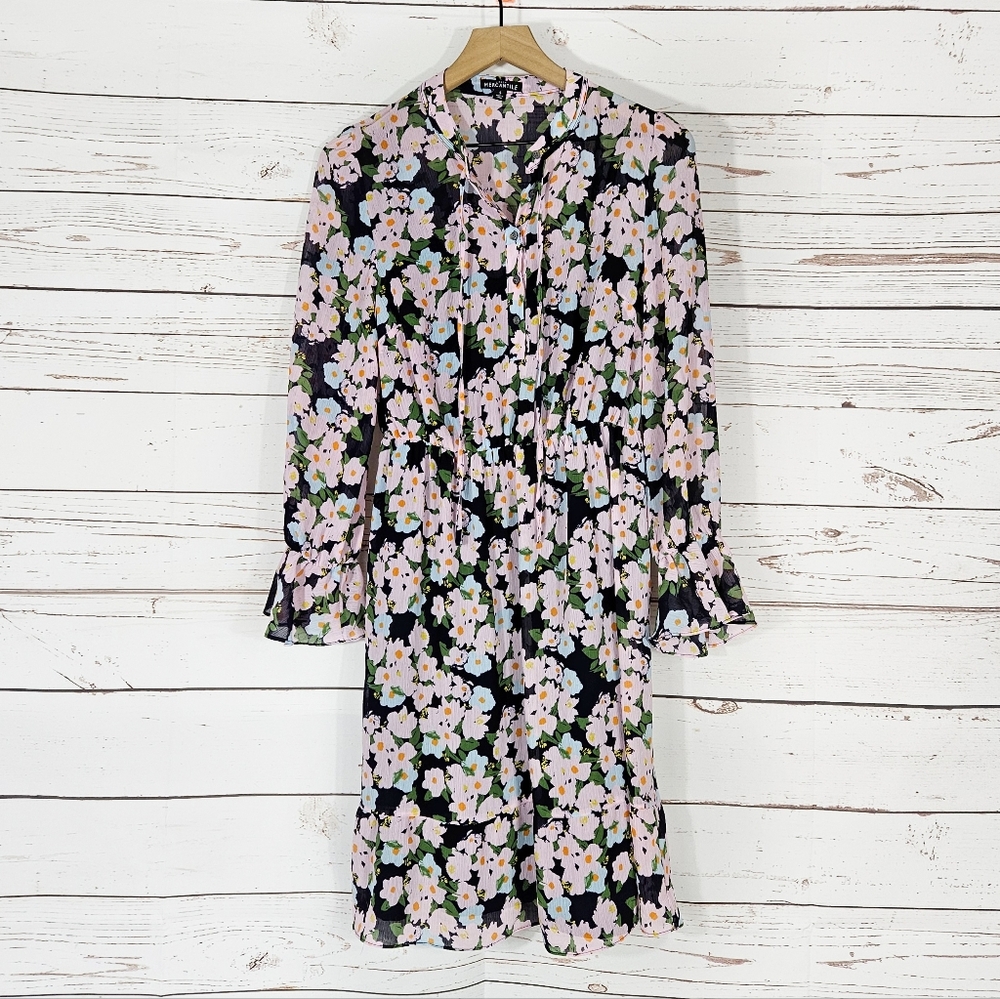 J. Crew | Drapey Floral Tie Front Dress - Picture 3 of 7